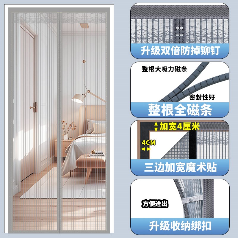 2025夏季新款强力全q磁条磁吸家用加密金刚纱网自粘免打孔防蚊网