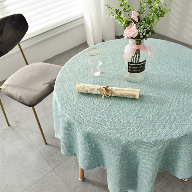 北欧圆形桌布布艺棉麻简约现代素色高档酒店台布圆V桌餐桌布正方