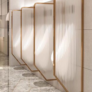 男卫生间公共挡板厕所隔断长虹酒店小便斗玻璃不锈钢小便池隔板厕