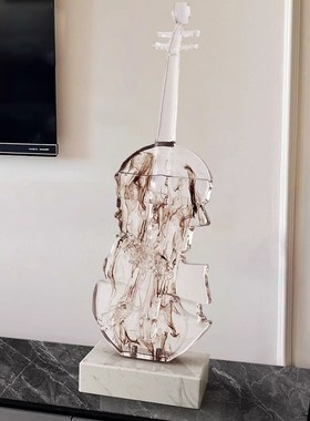 创意轻奢艺术高级小q提琴客厅落地玄关家居装饰品摆件