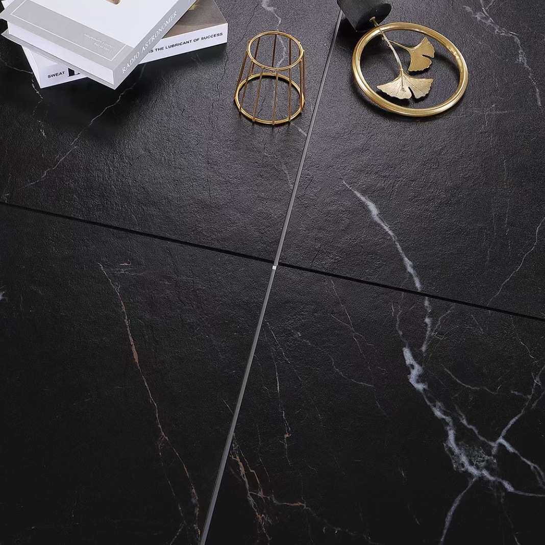 超黑全通体瓷砖哑光黑白根防滑地砖600X1200mm商业场所超黑