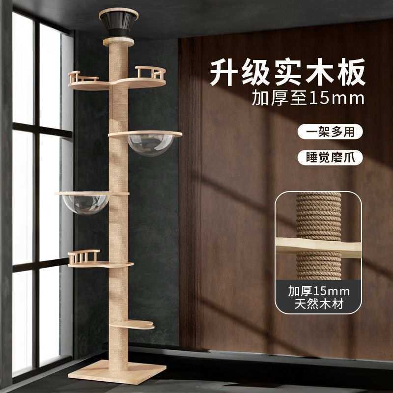 猫爬架通天柱纸筒实木多层不占地免打孔猫窝树一体顶天立地大型