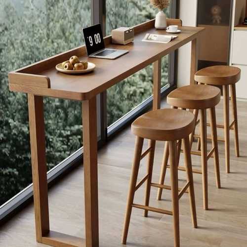 实木北欧吧台桌椅家用客厅高脚隔断长条阳台靠窗简约桌子条桌靠墙