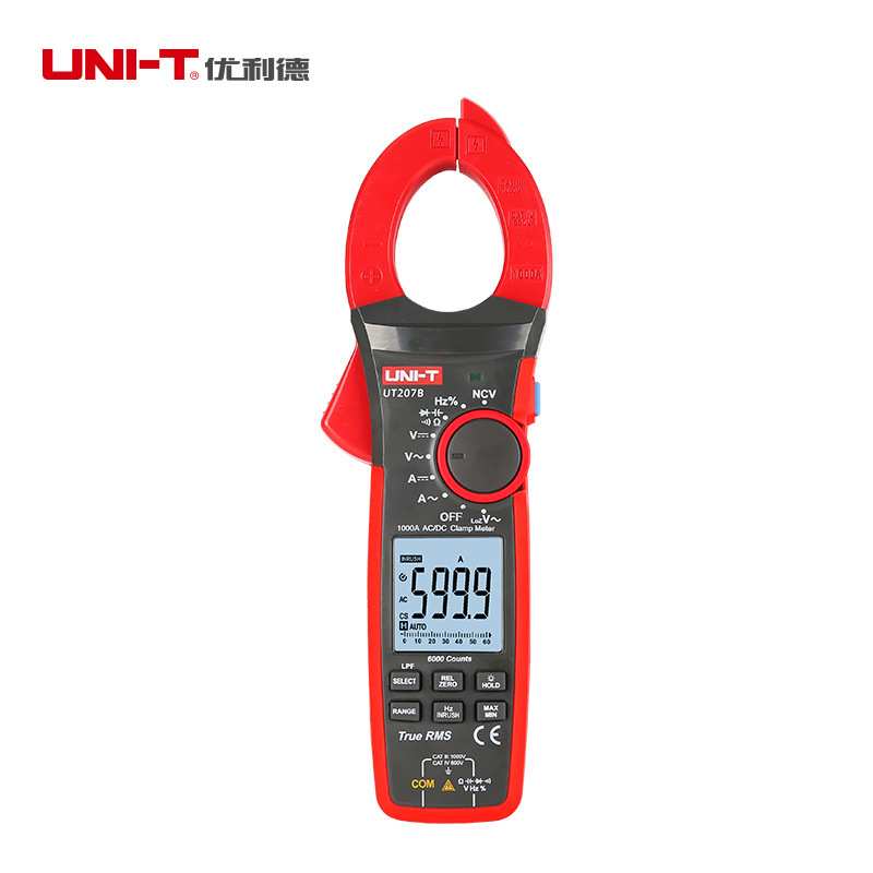 优利德UT206B/UT207B/UT208B交直流钳形万用表 1000A浪涌电流钳表