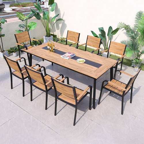 户外塑木桌椅露天阳台室外庭院防腐木质防水防晒休闲花园桌椅组合