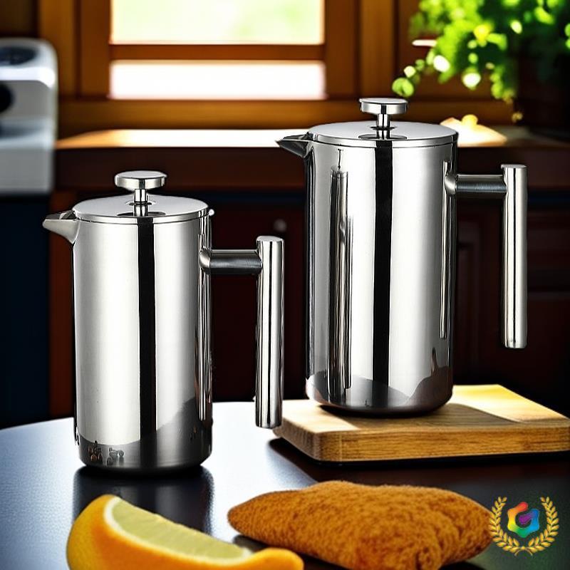 ⇗304不锈钢法压壶家用1L手冲咖啡过滤器牛奶奶泡器法式泡茶壶800