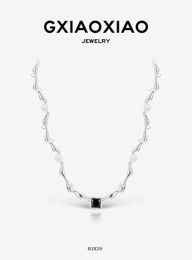 G XIAOXIAO 时尚气质个性高级百搭黑色方糖项链 B3X29