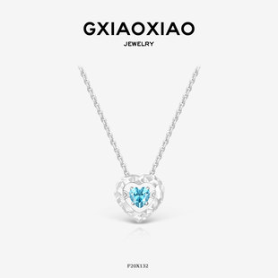 气质精致高级蓝色爱心项链 F20X132 时尚 心 XIAOXIAO 跳动