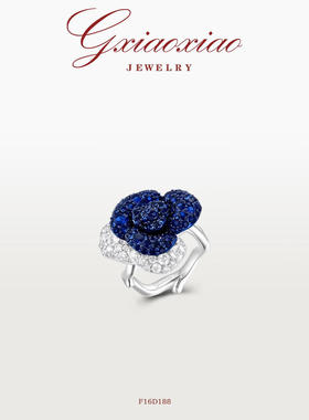 G XIAOXIAO 镀K金【蓝色妖姬】轻奢气质蓝玫瑰戒指 F16D188