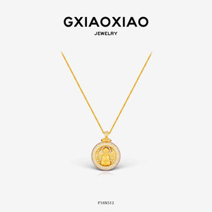 G XIAOXIAO吊坠 中式气质高级百搭嘎乌盒佛公项链新年 F16X512