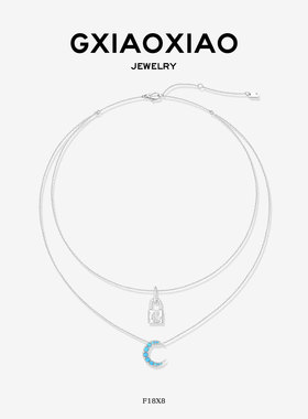 G XIAOXIAO 时尚气质百搭双层小众月亮项链 F18X8 F18X9