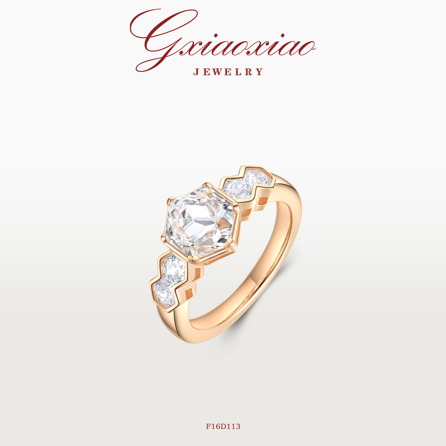 GXIAOXIAO气质六边形蜂巢戒指