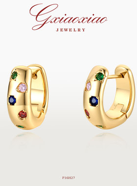 G XIAOXIAO 【七彩波点】时尚气质百搭彩色耳环 F16H27