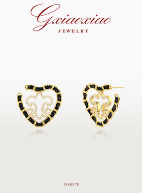 G XIAOXIAO 镀K金【心鸢交织】气质高级鸢尾花桃心耳环 F16H178
