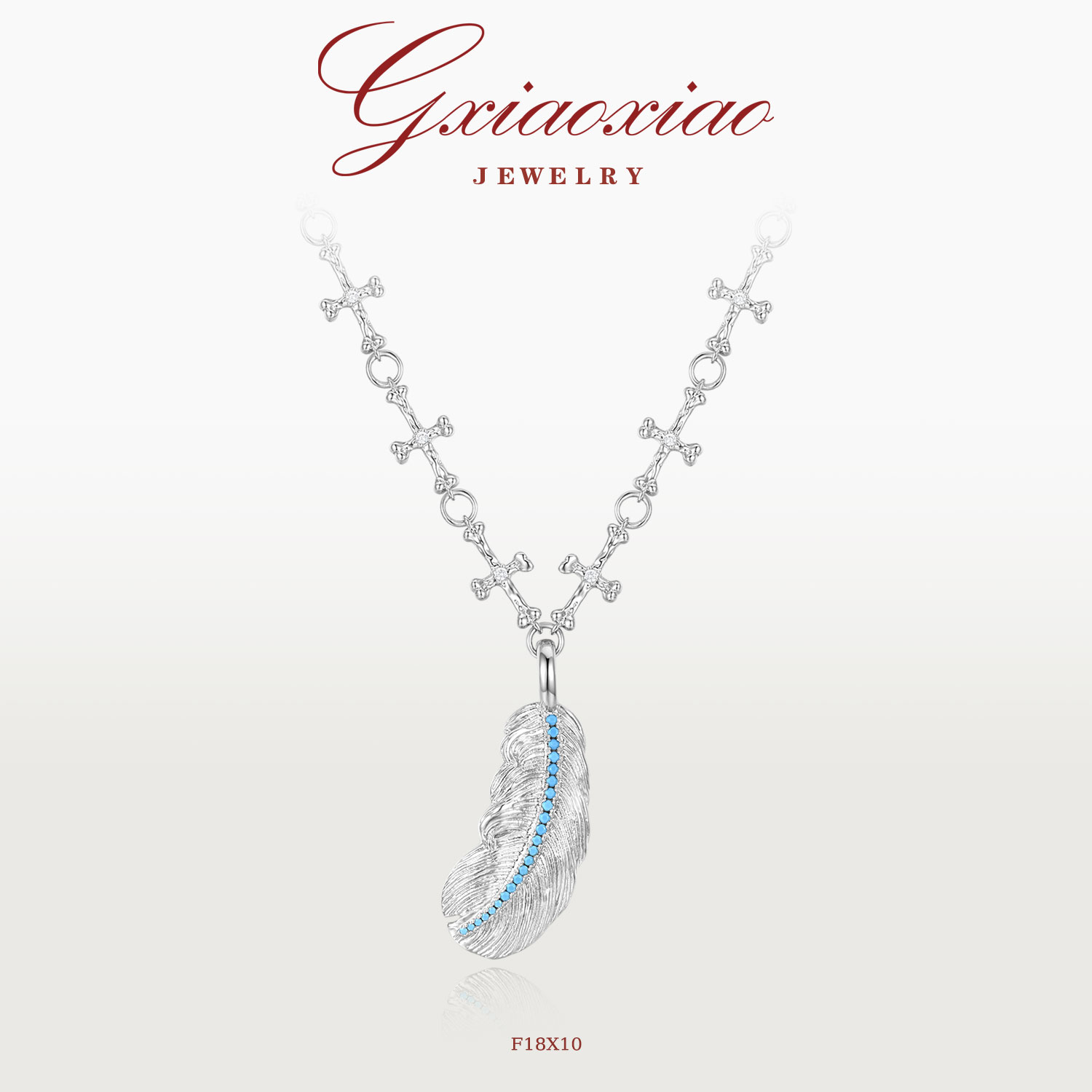 GXIAOXIAO百搭蓝色羽毛项链