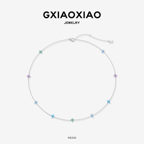 G XIAOXIAO 轻奢气质高级百搭彩色四叶花瓣锁骨项链 NX320 NX321