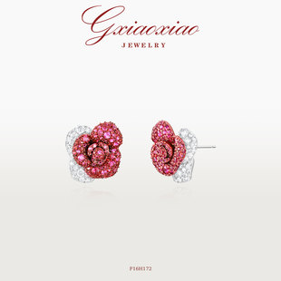 轻奢气质玫瑰耳环 黑魔术红玫瑰 镀K金 F16H172 XIAOXIAO