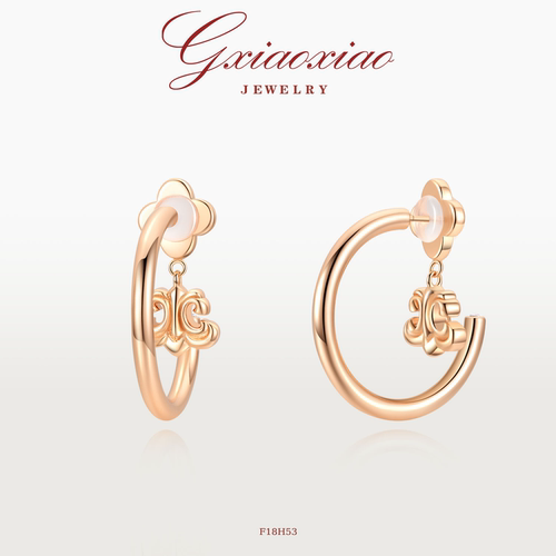 高级百搭C圈鸢尾花耳环