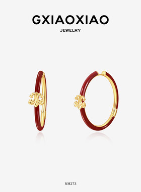 G XIAOXIAO 镀K金【鸢尾朱韵】复古高级感红色鸢尾花耳环 NH273