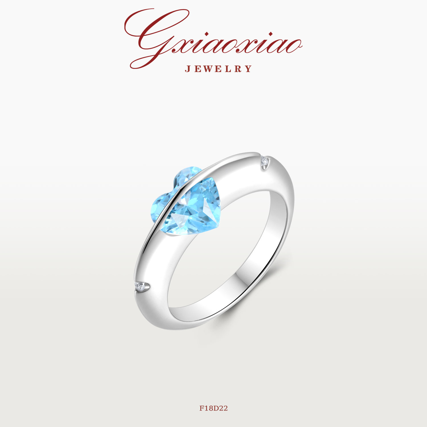 GXIAOXIAO设计感蓝色爱心戒指