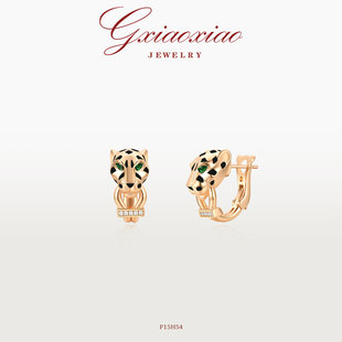 XIAOXIAO 轻奢气质高级豹子耳环 镀K金 法式 F15H54 绿眸豹魂