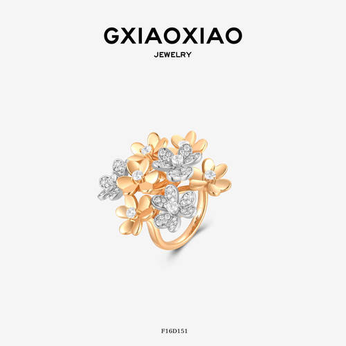 GXIAOXIAO法式双色三叶花戒指