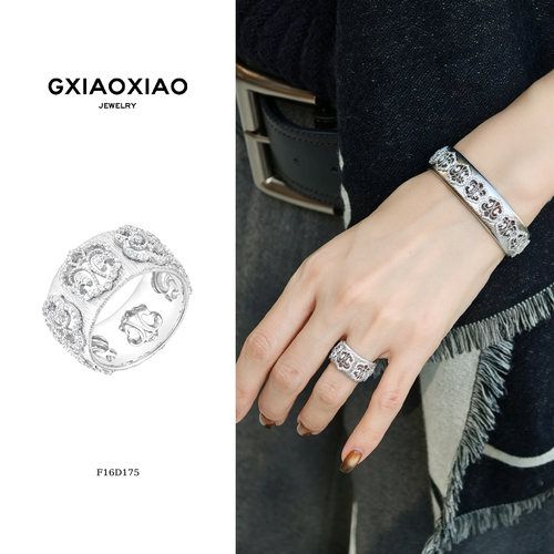 GXIAOXIAO高级拉丝鸢尾花戒指