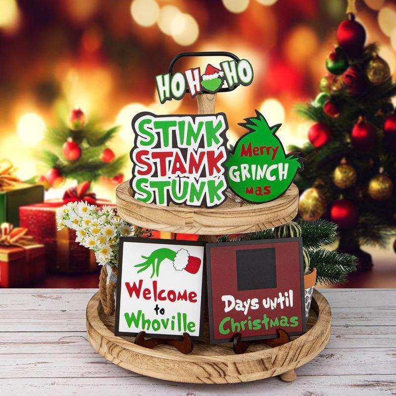 圣诞节新品 创意格林其圣诞节日桌面氛围布置摆件 分层托盘装饰品,电子元器件市场,其它元器件,淘宝优惠券,粉丝福利购,淘宝优惠卷