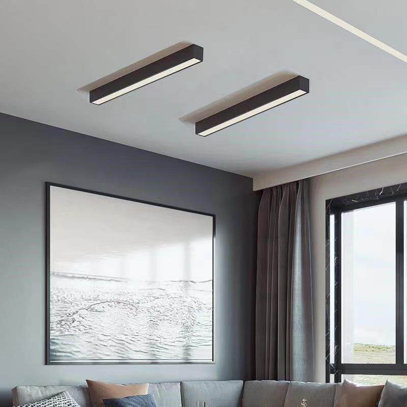 led明装线条格栅射灯客厅无主灯线性泛光灯过道方形盒子吸顶长条