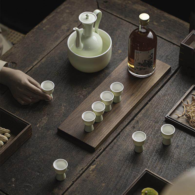 仿宋执壶整套酒具新中式陶瓷温酒器豆青釉分酒器喝酒用具厂家