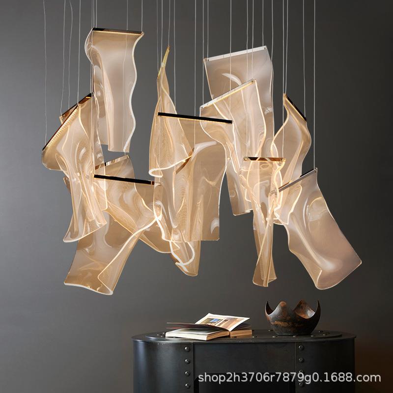 后现代简约复式楼大吊灯轻奢客厅灯创意北欧灯具卧室别墅楼房灯饰
