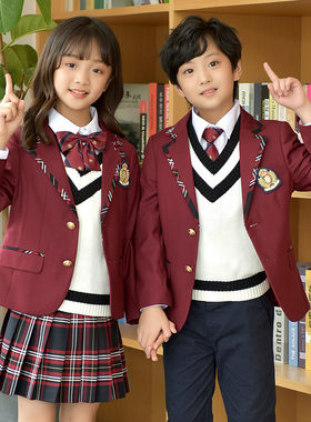 韩版学院风班服西装外套春秋冬季儿童套装小学生校服幼儿园园服套
