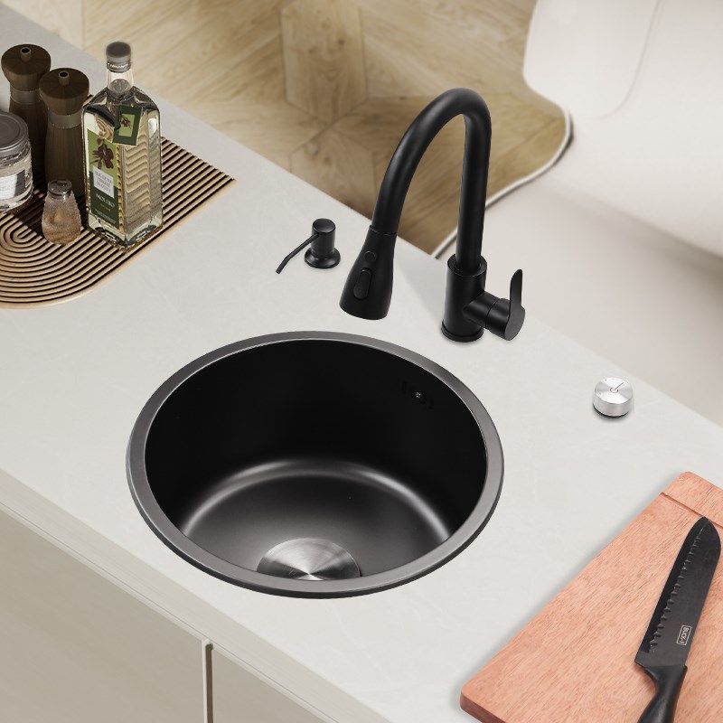 黑色圆形304不锈钢水槽吧台迷你小号洗碗池单槽厨房洗菜盆台下盆,家装主材,水槽套餐,淘宝优惠券,粉丝福利购,淘宝优惠卷