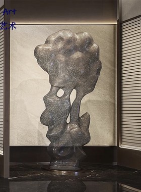 定制创意金属太湖石镂空造型雕塑落地摆件售楼处酒店大堂装饰装置
