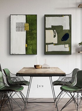 浓郁的绿 现代简约餐厅装饰画翠绿色抽象挂画客厅背景墙画艺术