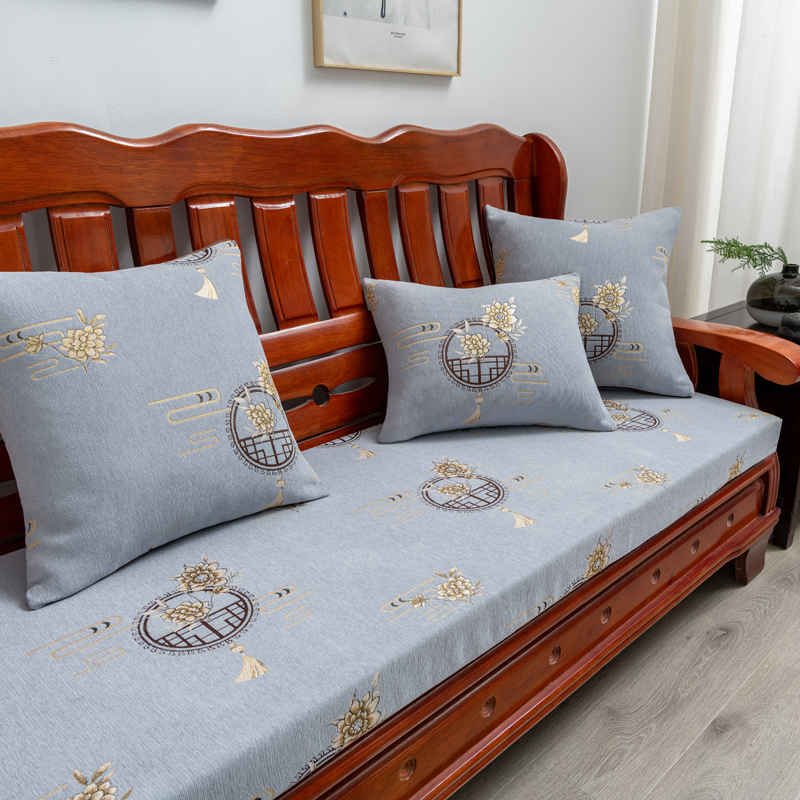 纯色亚麻防水h防滑实木沙发坐垫四季红木椅加硬海绵可拆洗沙发垫