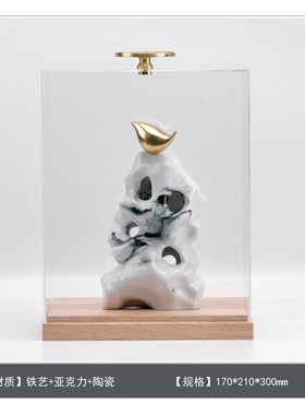 新中式创意太湖石摆件样板间售楼处D玄关茶室桌面禅意软装饰品摆