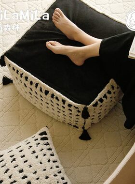 黑白立体穗坐墩M客厅卧室色浮雕I吊LA法式懒人沙发蒲团米绣拉休闲