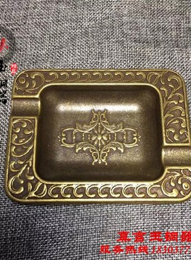 纯铜方形笔洗 烟灰缸家居装饰文房四宝仿古铜器工Y艺品古玩收藏