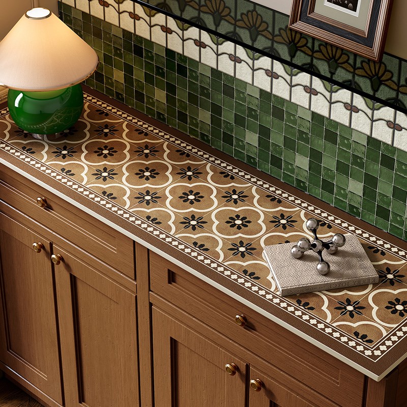 瑟琳复古轻奢f电视柜桌垫防水防油免洗长条餐边柜垫防尘桌面保护