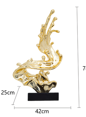 现代中式玄关酒h店客厅桌面招财雕塑摆件样板房抽象电镀艺术装饰