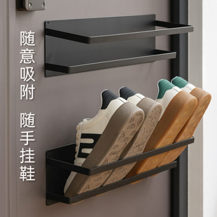 入户门后磁吸鞋架门口简约拖鞋架免打孔门上挂鞋架多层收纳置物架