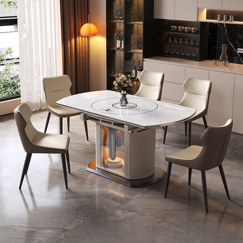 2025新款岩板餐桌家用现代简约多功能带电磁炉转盘一体小户型饭桌,住宅家具,岩板餐桌,淘宝优惠券,粉丝福利购,淘宝优惠卷