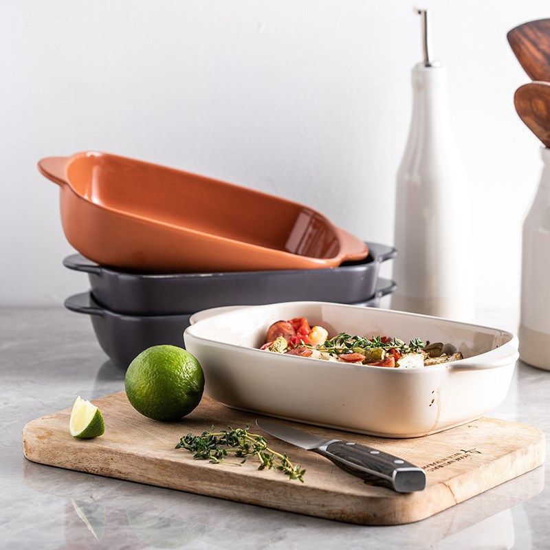 耐高温陶瓷烤盘长方形芝士焗饭盘子家用烘焙烤箱专用双耳烤碗,厨房/烹饪用具,烧烤夹/叉/铲/针,淘宝优惠券,粉丝福利购,淘宝优惠卷