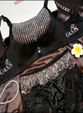 黑色无钢圈薄杯厚杯亮钻彩钻镶钻文胸带钻内衣无痕加钻