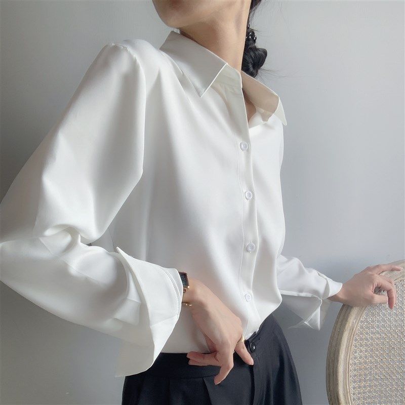 白衬衫女2021春秋季新款宽松设计感气质黑色衬衣长袖不透职业寸衫,女装/女士精品,衬衫,淘宝优惠券,粉丝福利购,淘宝优惠卷