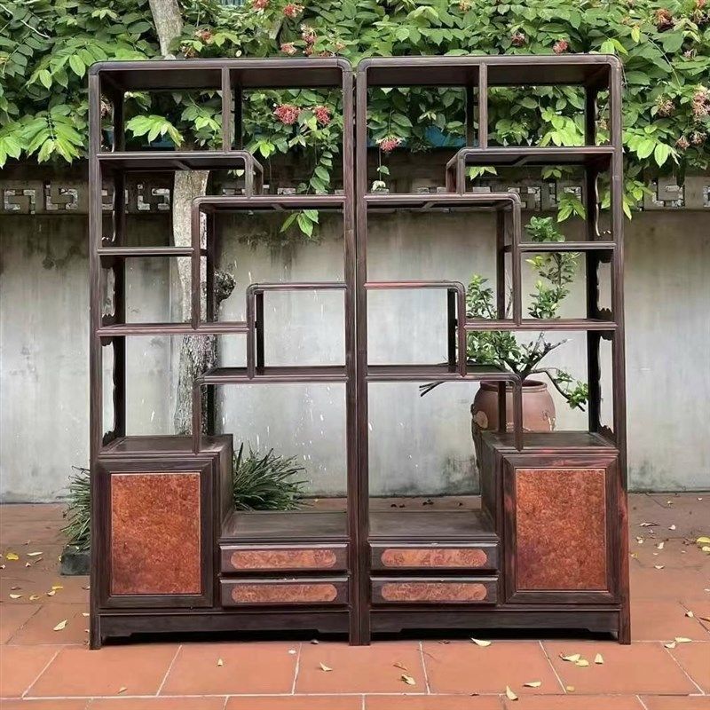 交趾黄紫檀博古架实木中式多宝阁置物柜茶室展示架大红酸枝博古架,住宅家具,红木博古架,淘宝优惠券,粉丝福利购,淘宝优惠卷