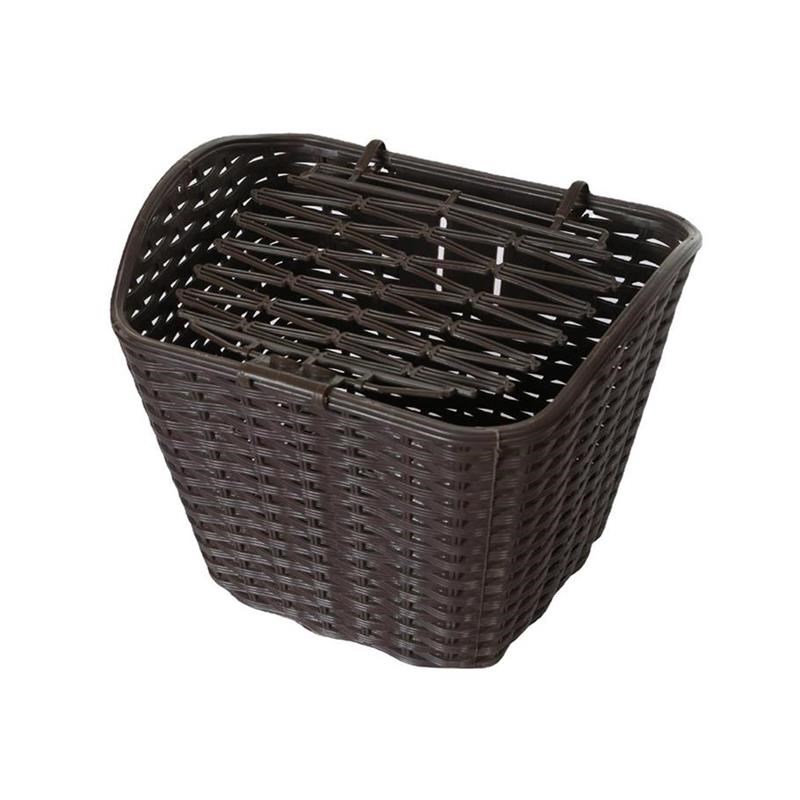 电动车后置车筐藤编储物挂包大容量收纳箱放头盔带盖自行车篓