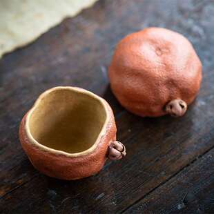 宜兴原矿紫砂主人杯手工品茗杯社双色石榴单杯仿生器茶碗多子多福