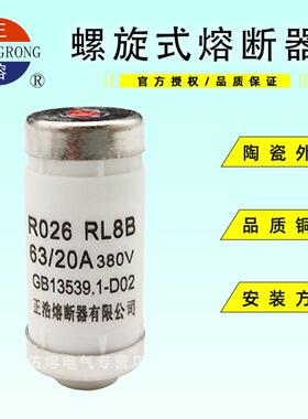 正熔R026 RO26 RL8B-63螺旋式熔断器6A10A16A20A25A32A40A50A63A
